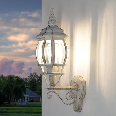 Produktbild von Außenleuchte Wand IP44 E27 Glas Aluminium Rustikal Hof Haus Außenwandleuchte