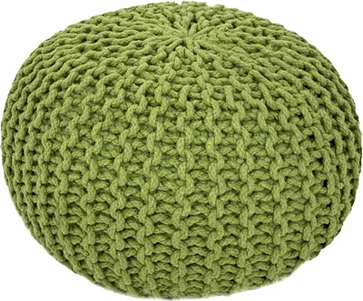 Zdjęcie produktu dla Pufa dziana okrągła 45 cm Podnóżek Siedzisko Poduszka podłogowa Zielona