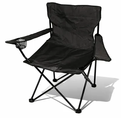 Anglersessel mit Getränkehalter und Tasche Campingstuhl Schwarz