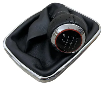 Für VW Golf 4 IV 98-05 Bora Lochleder Schaltknauf 6-Gang Schwarz Chrom Ring Rot in der Farbe Schwarz von GOLDCAR