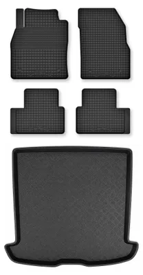 Image de Tapis en caoutchouc + bac de coffre pour Volvo V50 2004-2012 (break) – 5 pièces, noirs, semi-universel, adapté