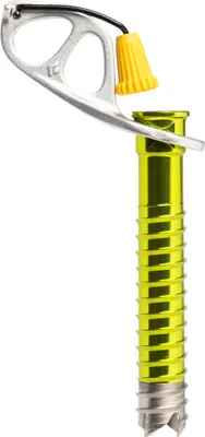 Ultralight Ice Screw von Black Diamond; gelb und silber; für Eis- und Alpinaktivitäten.