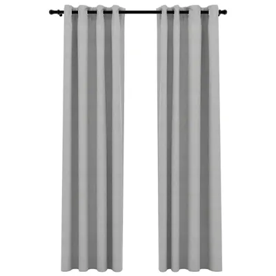 Produktbild von vidaXL Verdunkelungsvorhänge Ösen Leinenoptik 2 Stk. Grau 140x225 cm