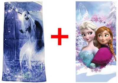 Produktbild von Einhorn und Frozen mit Anna und Elsa, Badetuch, Strandtuch Handtuch, 70 x 140 cm, 2er-Set