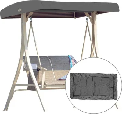 Produktbild von FeelGlad Schaukeldach Ersatz, 191 x 120 cm, 2-3 Sitzer, Universal, 210D Oxford-Tuch, Wetterfest, UV-Schutz, Leicht & Langlebig, einfache Installation, ca. 175g, Beige Schwarz Grau Grün