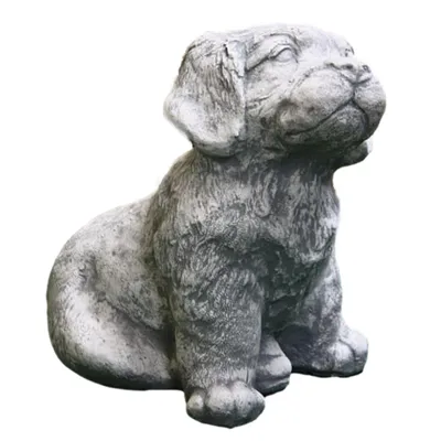Produktbild von Labrador Welpe für den Garten zur Dekoration, aus Steinguss Neu Frostfest als Steinfigur Witterungsbeständig, Tierfigur zur Gartengestaltung PO-99