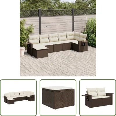 Produktbild von The Living Store 7-tlg. Garten-Sofagarnitur mit Kissen Braun Poly Rattan