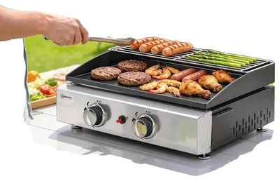 Image de Barbecue à gaz, 2 brûleurs, design portable, couleur noire
