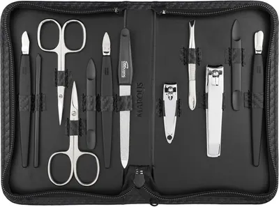 Produktbild von marQus Solingen Maniküre-Set 12-teilig – Kunstleder-Etui – Carbon