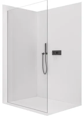 Immagine prodotto di CERANO - Box doccia Walk-in Crystal L/P - 8 mm - sistema senza montanti - nero opaco, vetro trasparente - 150x200 cm