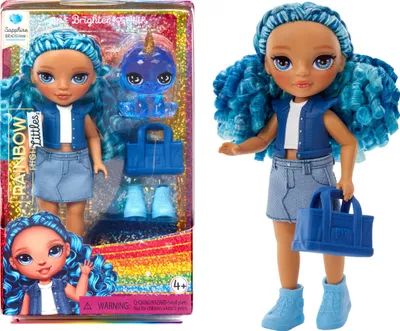 Immagine prodotto di Rainbow High Littles - Sapphire Bradshaw - Piccola fashion doll mobile - Bambola blu alta 14 cm con borsetta e yeti magico - per bambini e collezionisti, blu