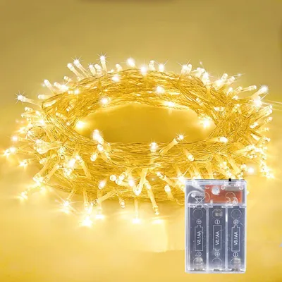 Lichterkette 10 m, 80 LEDs, warmweiß, batteriebetrieben, IP44, 2 Modi