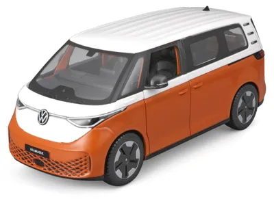 VW ID.Buzz Modellauto 1:25, weiß-orange, bewegbare Türen