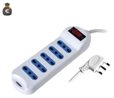 Image de Multiprise À 5 Prises Avec Interrupteur Lumineux Et Fiche Coudée À 90°, Câble De 1,5 Mètre, Puissance Maximale 2500 W, Couleur Blanche