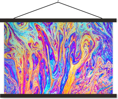 Produktbild von MuchoWow® Textilposter Kunst - Farben - Psychedelisch 60x40 cm mit schwarzem Rahmen - Hölzernes
