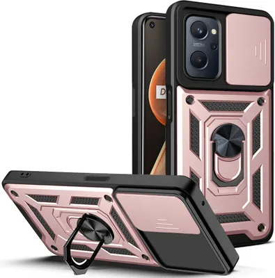 Produktbild von Realme 9i Hülle mit Ring Ständer Halter Dia Kameraschutz TPU Bumper Silikon Schutzhülle für OPPO Realme 9i Rosa