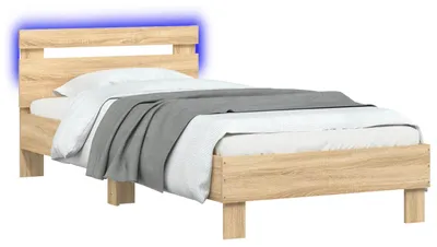 Productafbeelding van vidaXL bedframes met LED-verlichting, Sonoma-eikenfineer, houtvezel