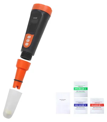 Produktbild von SucceBuy pH-Messgerät mit Messbereich 0–14, wasserdichter Sonde (IP68), pH-Meter-Set inklusive Kalibrierpulver, VA-Display, geeignet für Trinkwasser, Hydrokultur und Aquarienwasser