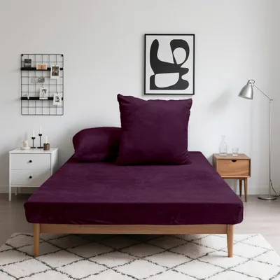 Produktbild von Flanell-Spannbettlaken Winter Microfaser extra weich & warm beidseitig angeraut 30 cm Steghöhe, 360°-Gummizug, pillingarm & pflegeleicht, Größe:200 x 220 cm, Farbe:Violett