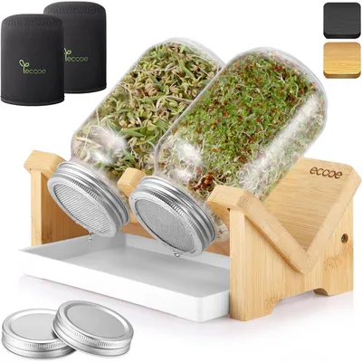 Immagine prodotto di Set da 2 bicchieri in vetro resistente, capacità 750 ml, con supporto in bambù, coperture opacizzanti e coperchio filtrante in acciaio inossidabile