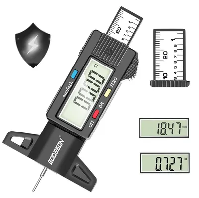 Produktbild von Digitaler Profiltiefenmesser für Reifen, LCD Display, Zoll/MM, Schwarz