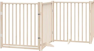 Obrázok produktu pre vidaXL Ohrada pre psov s dvierkami Skladacia 4 panely 320 cm z masívneho jedľového dreva