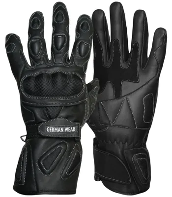Produktbild von Motorradhandschuhe Motorrad Biker Lederhandschuhe Schwarz, Größe:8=M
