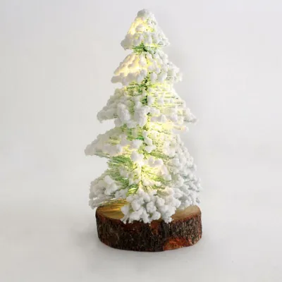 Obrázek produktu pro ACA Svítící vánoční dekorace: Zasněžený stromek na stůl, 10 mini LED diod, teplá bílá, napájení na baterie (3xAAA), stupeň krytí IP20, 10,5 x 10,5 x 26 cm, X09101110