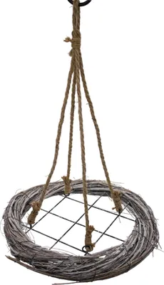 Produktbild von 2.06 Zweig Hängekranz mit Gitter - rund / ca. Ø 38 cm - Kranz zum hängen - Farbe: white washed (hell)