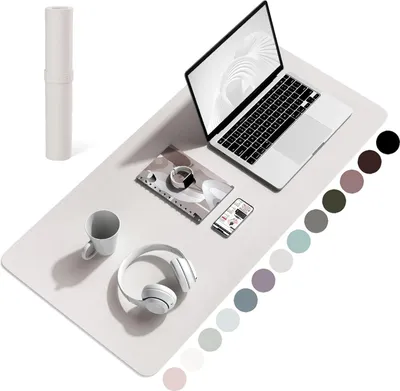 Produktbild von MODFU Schreibtischunterlage für Schreibtisch Tischunterlage 80 x 40 cm Unterlage Groß Schreibtischmatte Schreibunterlage Mauspad Büro Zuhause, Grauweiß