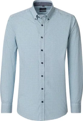Produktbild von CASA MODA Herren Freizeithemd Blau Langarm Comfort Fit Baumwolle Button Down Kragen Print