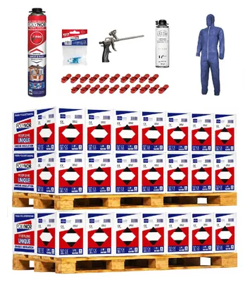 Produktbild von POLYNOR PUR-Wärmedämmung in der Dose PRO - Komplettset - 504 Schaumstoffe - Schaumpistole - Sprühbare Wärmedämmung - Dämmung von Wänden, Dächern, Decken, Rohren - Aerosol 750 ml