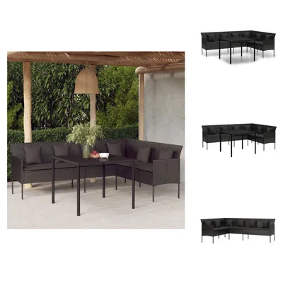 Produktbild von vidaXL 2-tlg. Garten-Essgruppe mit Kissen Schwarz Poly Rattan -  Gartenmöbel-Sets