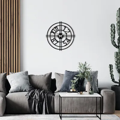 Produktbild von Opviq, Enzoclock- ENZ1410, Schwarz, Wanduhren, 48 x 48 cm, 100% Metall (Dicke: 1