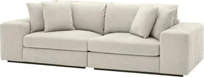 Produktbild von Casa Padrino Luxus Wohnzimmer Sofa mit Kissen Sandfarben / Schwarz 280 x 120 x H. 90 cm - Luxus Qualität