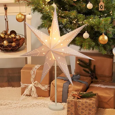 Produktbild von SALCAR LED Weihnachtsstern Beleuchtet Fenster 55cm Papierstern Weihnachten E14