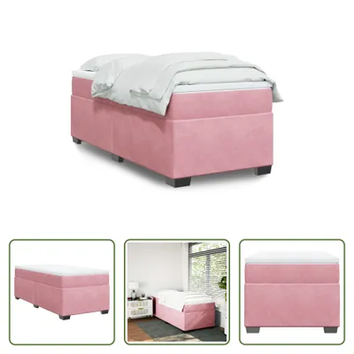 Produktbild von The Living Store Boxspringbett mit Matratze Rosa 80x200 cm Samt