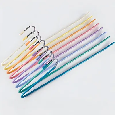 Image de Cintres pour pantalons, gain de place - Cintres en métal - Antidérapants - Cintres multifonctionnels - Lot de 8 - Acier inoxydable