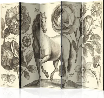 Produktbild von 5-teiliger Doppelseitiger Vlies Paravent - Horse II 225x172 cm Tiere g-C-0036-z-c