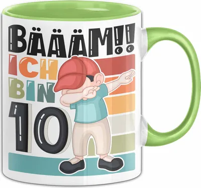 Produktbild von 10. Geburtstag Geschenk Tasse Becher Jungen Geburtstagsgeschenk Sohn Bäääm Ich Bin 10 (Grün)