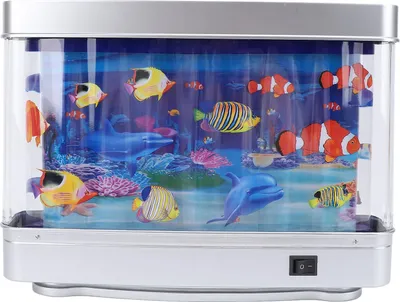 Imagen del producto de Mini acuario con luz artificial, pez decorativo tropical, luz nocturna artificial con peces que se mueven, ideal para niños y bebés