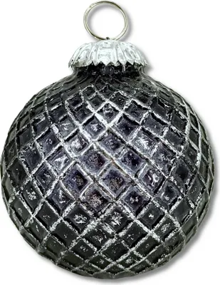 Produktbild von Glas Weihnachtskugel schwarz - B - 8,5 x 10cm Deko-Kugel Christbaumschmuck glänzend