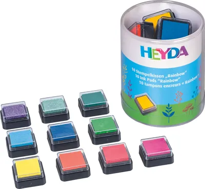 Productafbeelding van Heyda 204888470 Mini-Stempelkissen Set "Rainbow" 3 x 3 cm