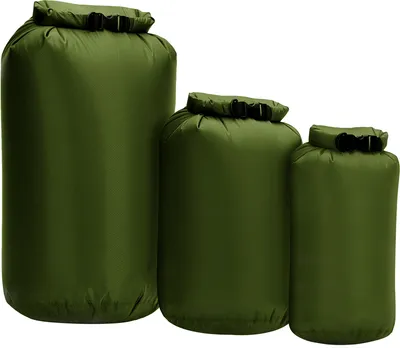 Produktbild von 3 Stueck wasserdichter Packsack Roll Top Dry Sack zum Kajakfahren Boot Angeln Schwimmen (Armeegrün)
