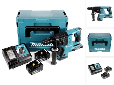 Produktbild von Makita DHR 264 2 x 18 V / 36 V Li-Ion SDS Plus Akku-Bohrhammer in Makpac 4 mit Einlage + 2 x BL 1850 B 18 V 5,0 Ah Li-Ion Akku + 1 x DC18RC Ladegerät