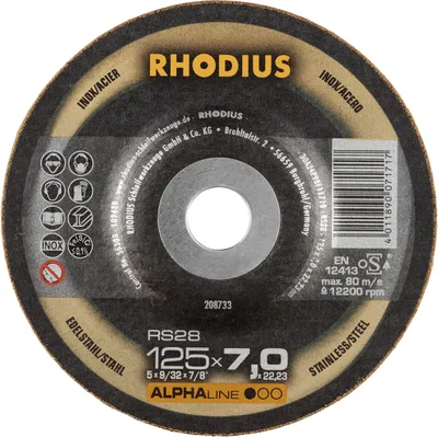 Produktbild von Rhodius Schleifscheibe RS 28 125x7,0x22,23mm Edelstahl Alphaline - 208733