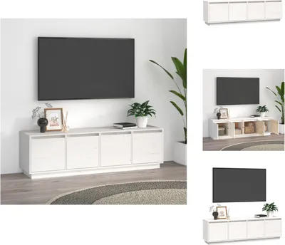 Produktbild von vidaXL TV-Schrank Weiß 156x37x45 cm Massivholz Kiefer - TV-Möbel