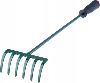 Produktbild von KADAX Rechen, kleine Harke mit Stiel, Laubbesen aus Metall, Laubrechen für Garten, Beet