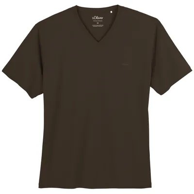 Produktbild von s.Oliver Übergrößen Basic-T-Shirt braun V-Neck
