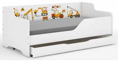 Zdjęcie produktu dla Łóżeczko dziecięce – łóżeczko dla maluchów z wysuwaną szufladą i barierką ochronną, wymiary 160x80 cm